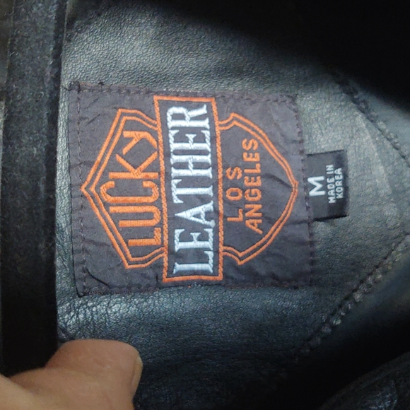 Vintage Lucky Leather Biker style Jacket  women's sz med - Picture 4 of 10